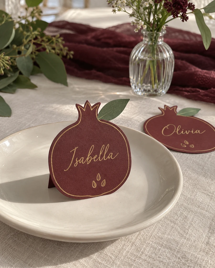 Design preview: Pomegranate name cards