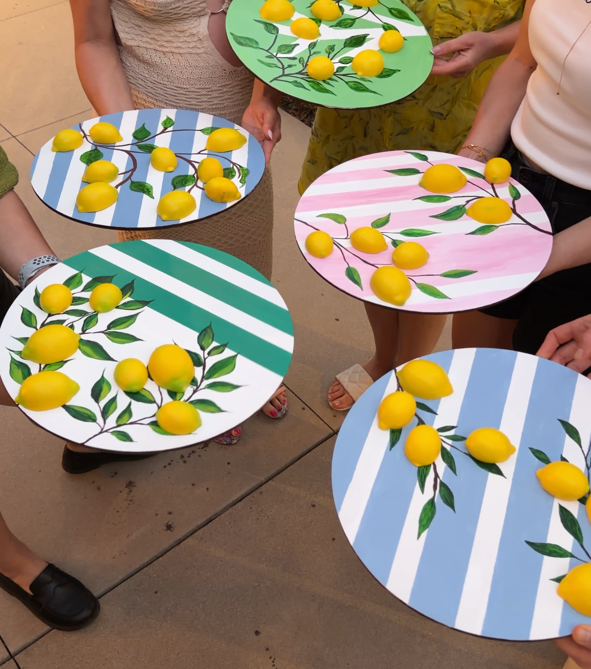 Colorful lemon artworks made by workshop guests