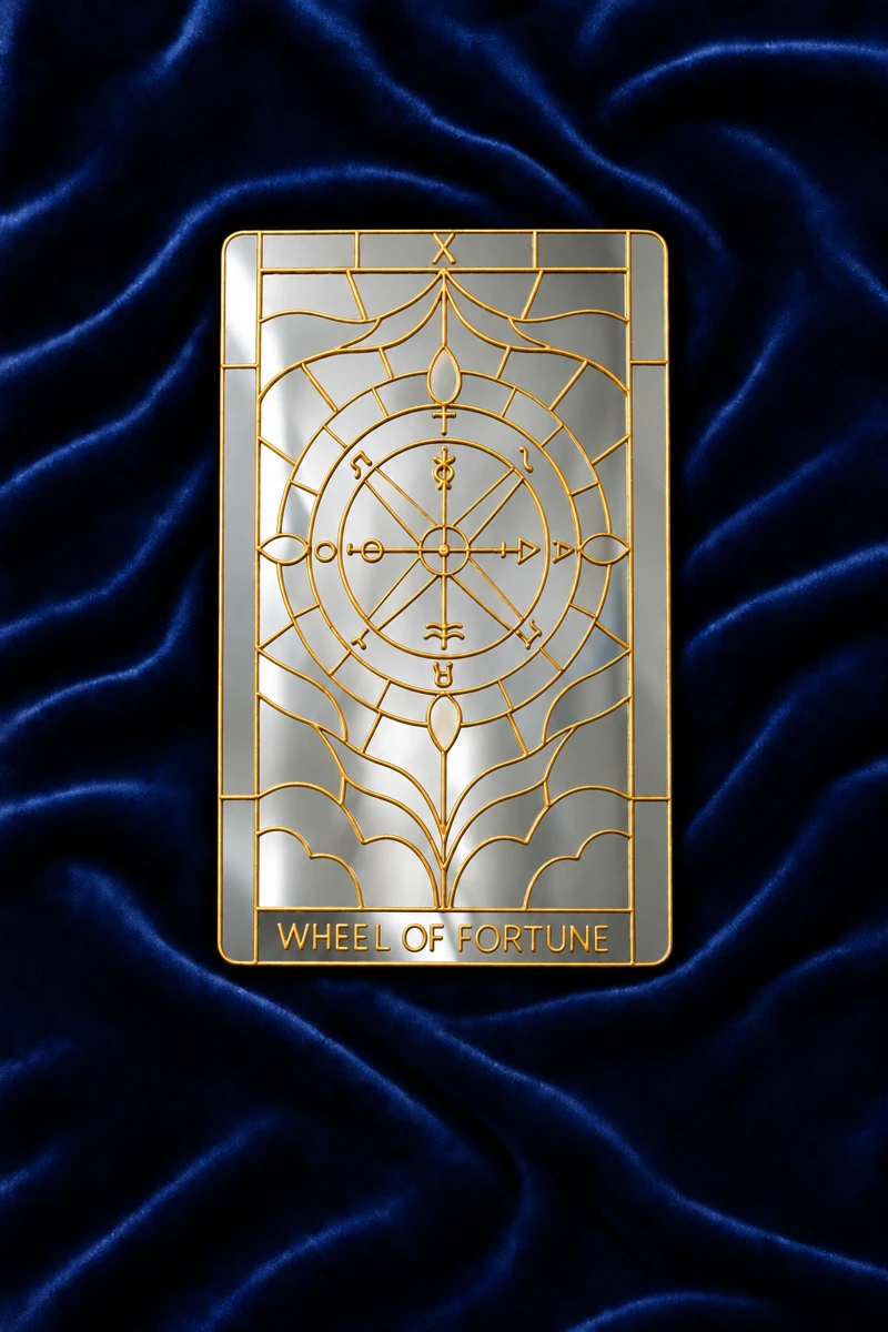 Wheel of Fortune mirror with a prepared gold outline, before any color is added